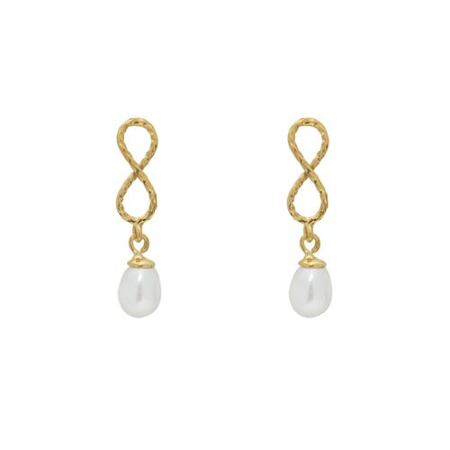 Arete Infinito con PerlaOro Amarillo 14K Roca