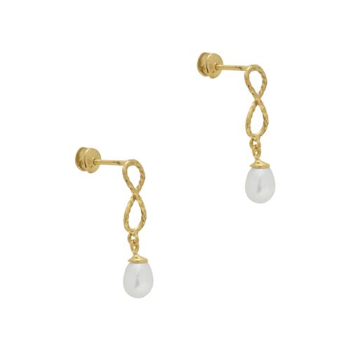 Arete Infinito con PerlaOro Amarillo 14K Roca