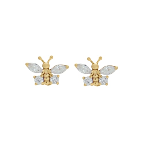 Broquel Mariposa con Zirconia Oro Amarillo 14K Roca