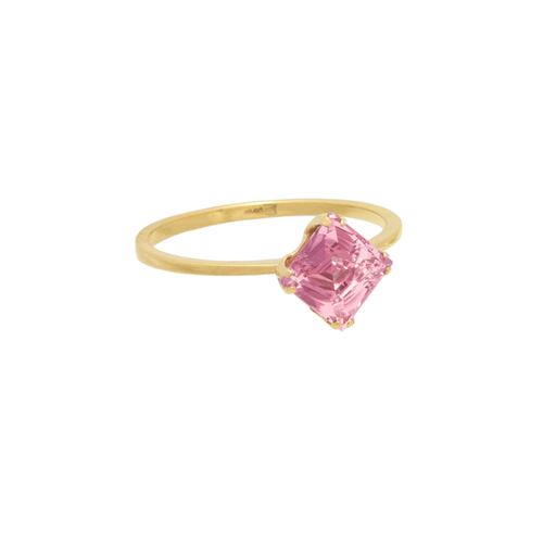 Anillo Zirconia Rosa Oro Amarillo 14K Roca