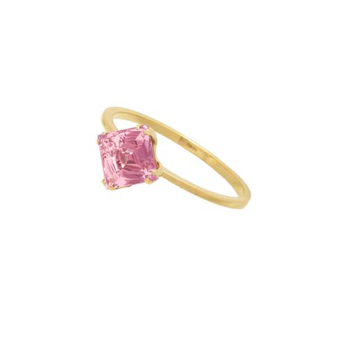 Anillo Zirconia Rosa Oro Amarillo 14K Roca