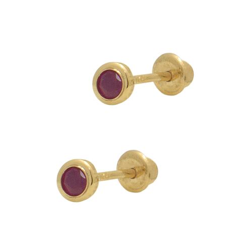 Broquel Rubí Liso Oro Amarillo 14K Roca