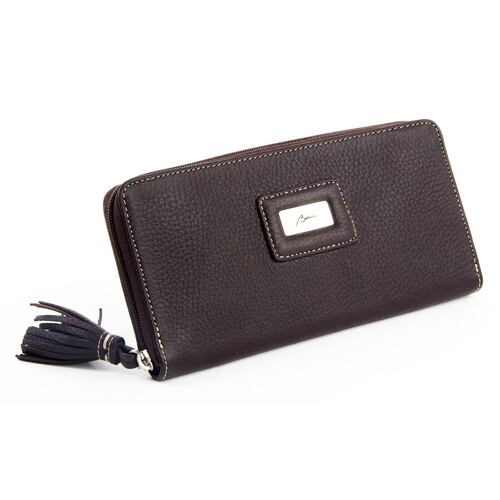 Cartera Ziparound con bolsillo exterior piel bovino Para Dama