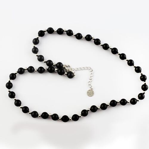 Collar Perla Negra 8mm Rodio Madreperla