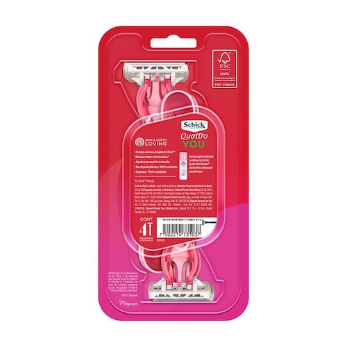 Schick Quattro You Rastrillo Raspberry Rain 4 pz
