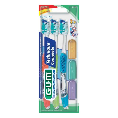 Cepillo Dental Ad Gum 3 Pack Technique Complete C/3 Tapas