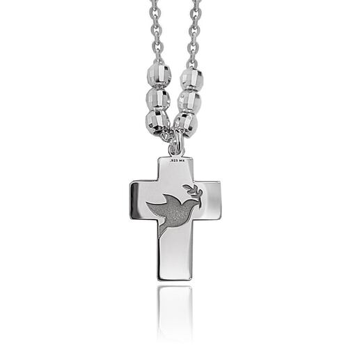 Collar Cruz Con Espíritu Santo Plata .925
