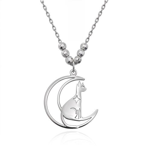 Collar Gato Luna Plata .925 Anne