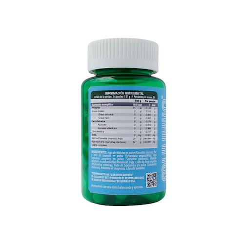 Suplemento Alimenticio Goal Matcha & Espirulina 60 Cap Muukiin