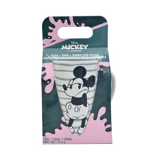 Taza en Cerámica con Tapa Disney Mickey & Minnie + Sobre Polvo Sabor Chocolate Galería DC