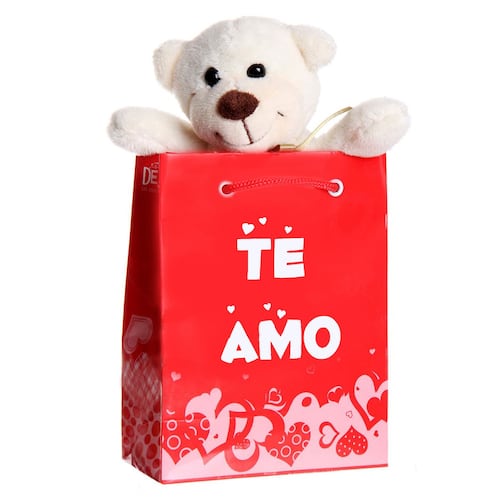 Peluche con bolsa de "Te amo"
