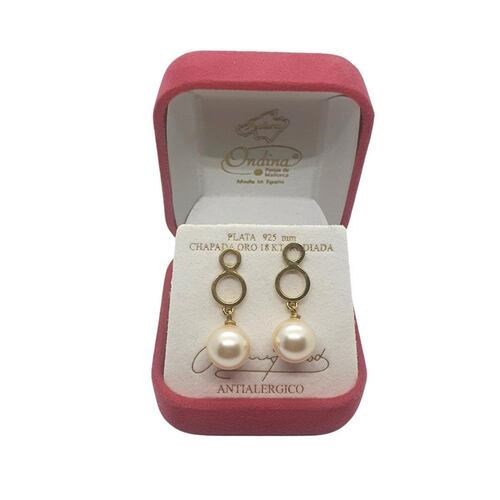 Arete Ondina 2 Círculos Perla 10 Mm