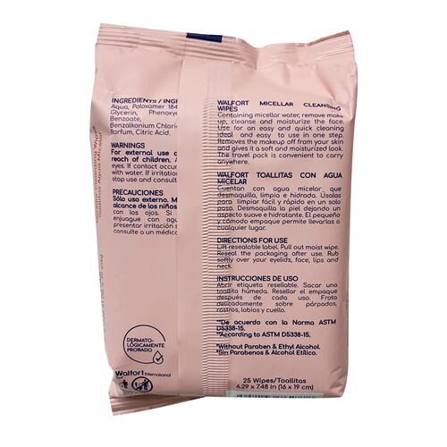 Toallas Humedas Faciales Agua Micelar Walfort