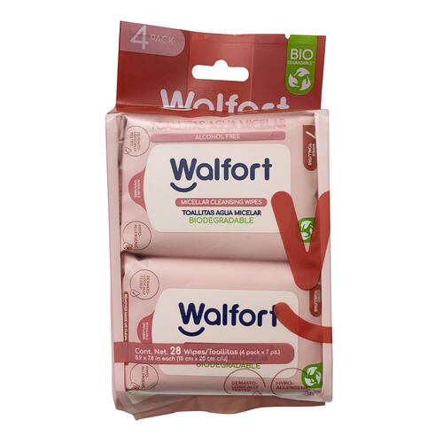Toallas Humedas Faciales Agua Micelar Walfort