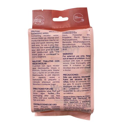 Toallas Humedas Faciales Agua Micelar Walfort
