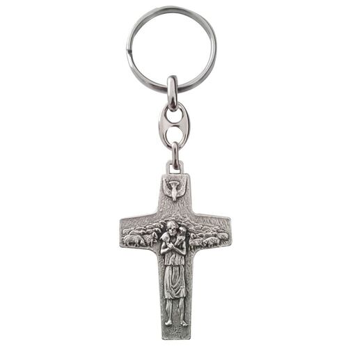 Llavero Cruz Original Papa Francisco Plata