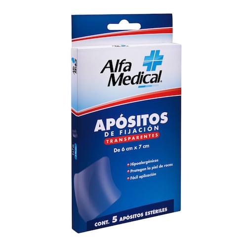 Apósitos de Fijación Transparentes 6cm x 7cm Alfa Medical