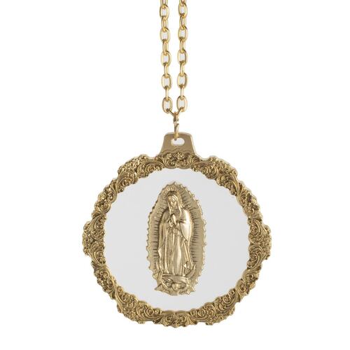Distintivo Virgen de Guadalupe dorada de acrílico Jorvina