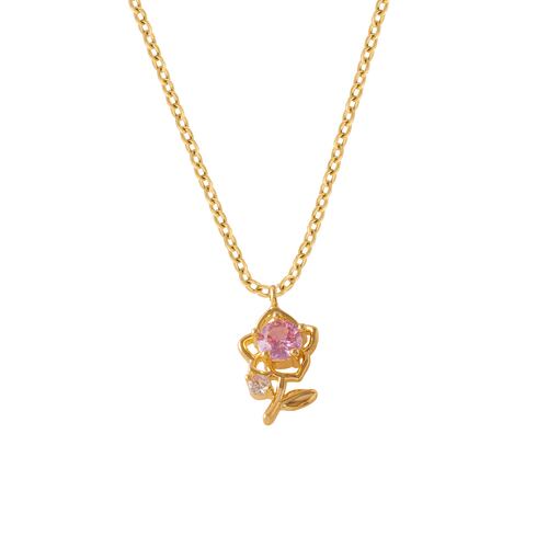 Collar Flor Rosa Chapa de Oro Unlimited by Oro Boleado