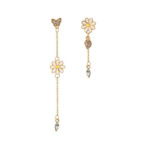 Aretes Largos Margarita y Mariposa Esmaltada Parisa