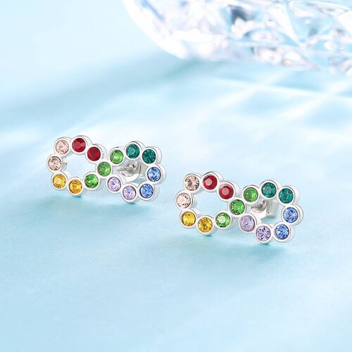 Aretes Plata .925 de Infinito con Cristeles Multicolor Mayfer
