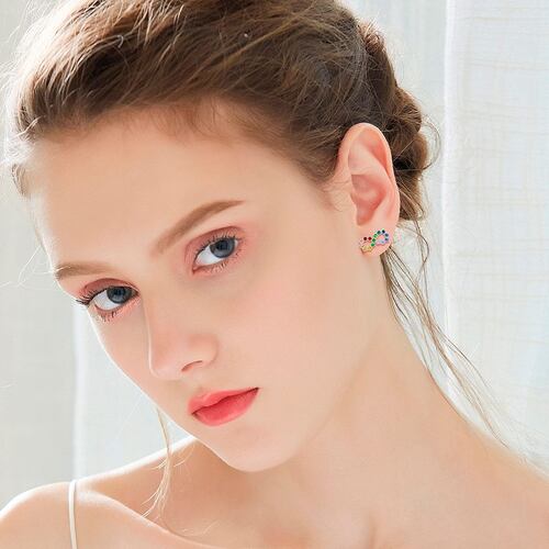 Aretes Plata .925 de Infinito con Cristeles Multicolor Mayfer