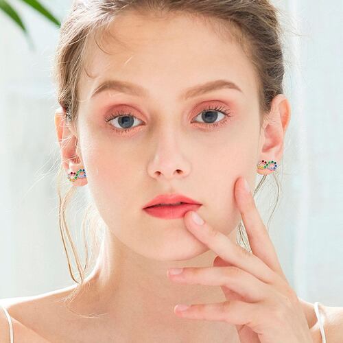 Aretes Plata .925 de Infinito con Cristeles Multicolor Mayfer