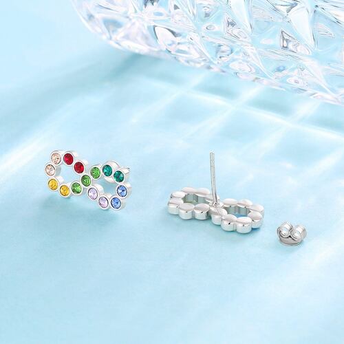 Aretes Plata .925 de Infinito con Cristeles Multicolor Mayfer