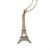 Dije de Torre Eiffel con Zirconias y Cadena de Oro Amarillo DobleO