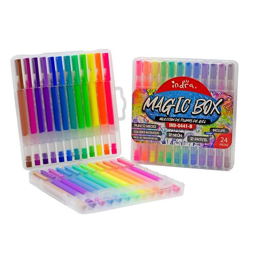 Set 24 Plumas de Gel  Colores Metálicos y Glitter Magic Box