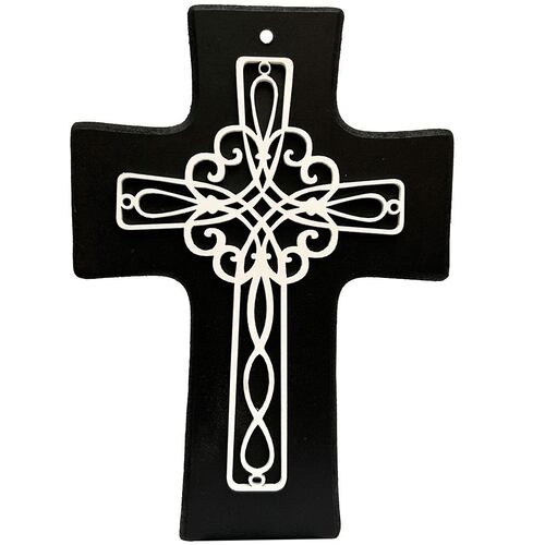 Cruz Decorativa Madera MDF Estilo Espiral Minimalista Cobaart