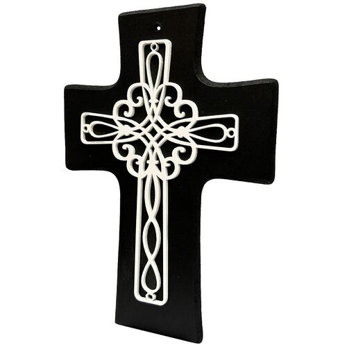 Cruz Decorativa Madera MDF Estilo Espiral Minimalista Cobaart