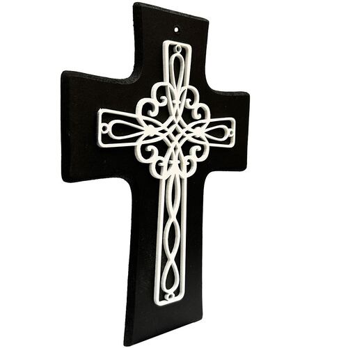 Cruz Decorativa Madera MDF Estilo Espiral Minimalista Cobaart
