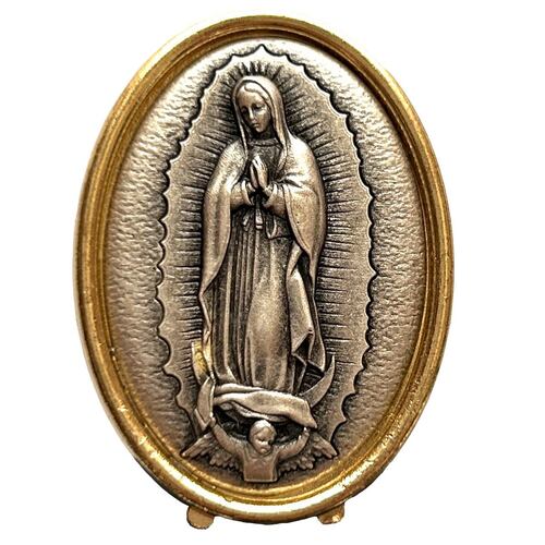 Retablo Metálico Oval Relieve Virgen de Guadalupe Cobaart
