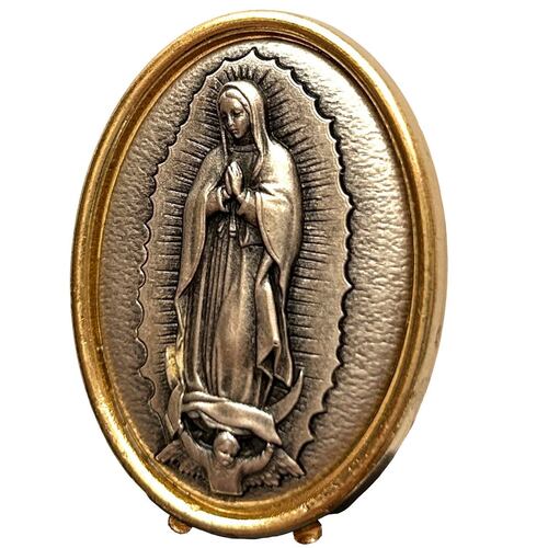 Retablo Metálico Oval Relieve Virgen de Guadalupe Cobaart