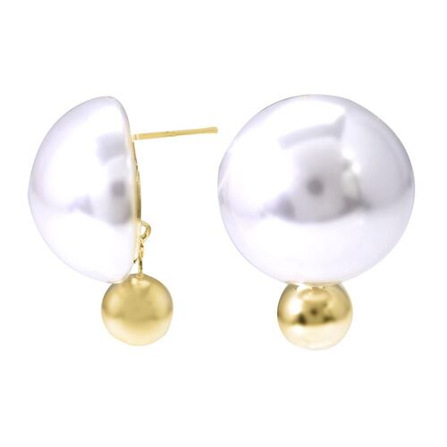 Aretes de perla con colguije circular chapa de oro Unlimited By Oro Boleado