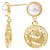 Aretes largos con perla y colguije de moneda chapa de oro Unlimited By Oro Boleado