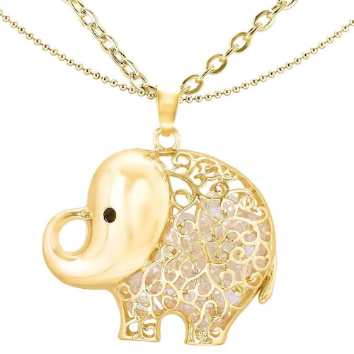 Collar con dije de elefante y zirconia chapa de oro de Unlimited By Oro Boleado