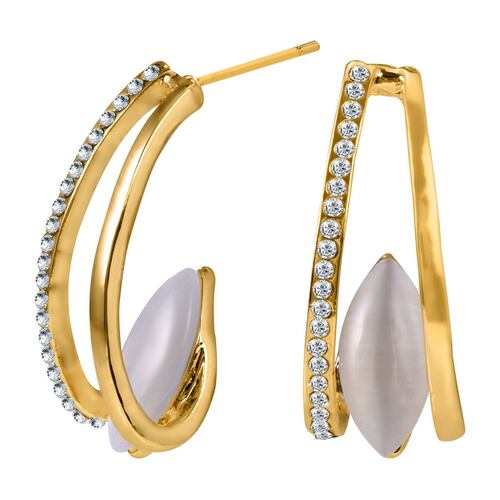 Arete de Circonias con Perla en Chapa de Oro 18K Unlimited by OB