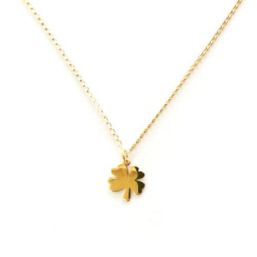 Collar Trébol de la Suerte Plata .925 Baño Oro 24K Armario Joyería