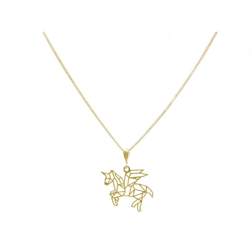 Collar Unicornio Plata .925 Baño Oro 24K Armario Joyería