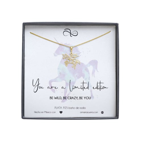 Collar Unicornio Plata .925 Baño Oro 24K Armario Joyería