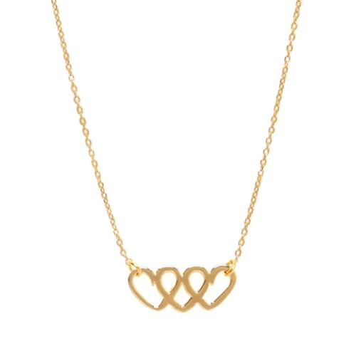 Collar 3 Corazones Plata .925 Baño Oro 24K Armario Joyería