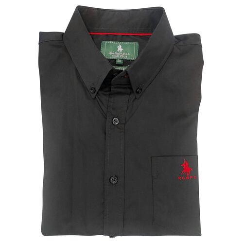 Camisa casual negra lisa Polo Club talla mediana