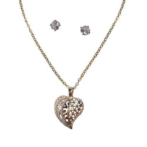 JUEGO ARETE Y DIJE CHAPA DE ORO 18K JA0163