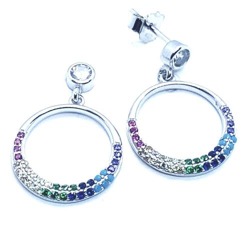 Aretes plata .925 Con circonias multicolor Accesorios Divertidos