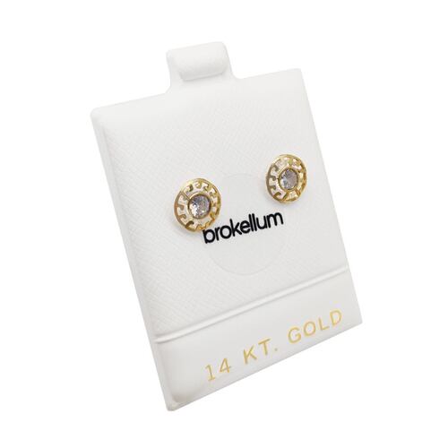 Broquel 14k Grecas 3D Redondo