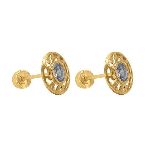 Broquel 14k Grecas 3D Redondo