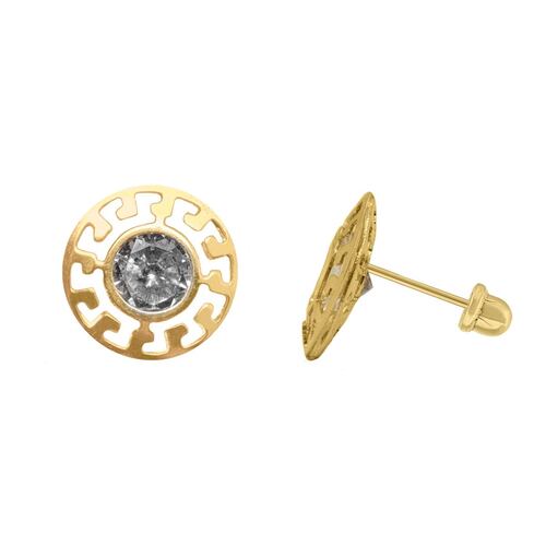 Broquel 14k Grecas 3D Redondo
