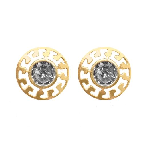 Broquel 14k Grecas 3D Redondo